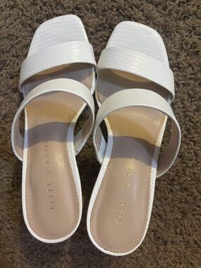 Kelly & Katie White Textured Double-Strap Slide Mules
